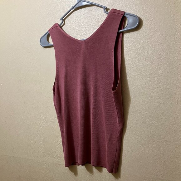 Y2K Banana Republic Pink Silk Blend Ribbed Stretch Knit Tank Top Size Medium - Picture 2 of 5